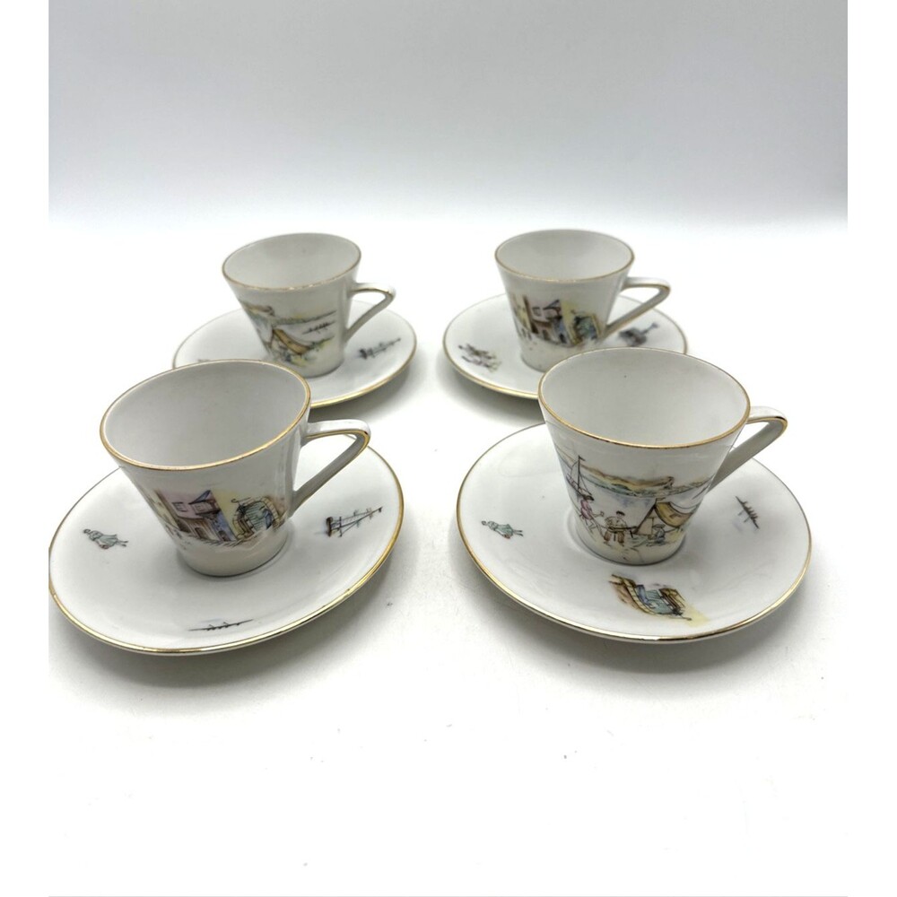 Set of 4 Winterling Bavaria Germany Demitasse And Saucers Coffee Espresso Cups